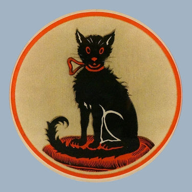 John Derian 5 1/4" Round Plate - Good Luck To You Black Cat