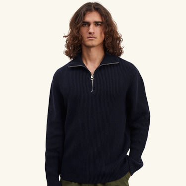 Another Aspect Zip Up Sweater - Navy