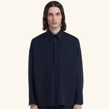 Marni Long Sleeve Wool Shirt  - Navy