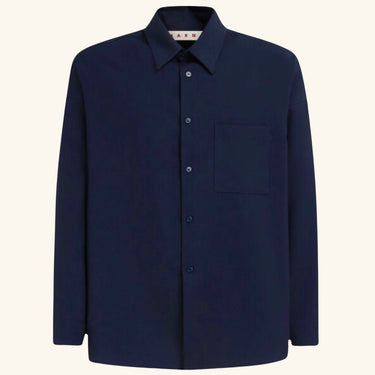 Marni Long Sleeve Wool Shirt  - Navy