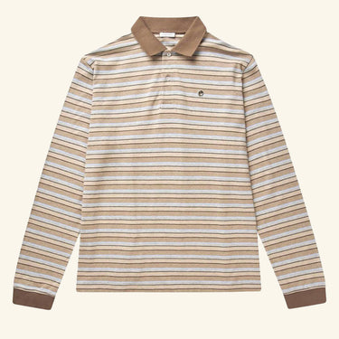 Saks Potts Serena Polo Shirt - Brown Shadow Stripe