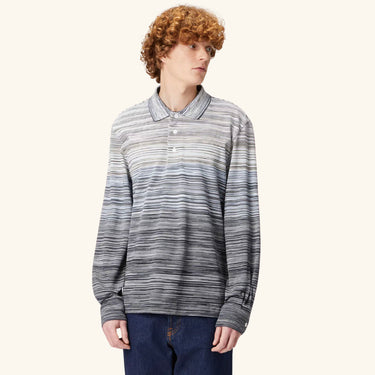 Missoni LS cotton Piqué Polo Shirt - Grey/Blue