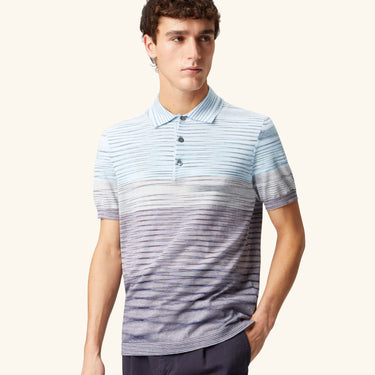 Missoni Cotton Piqué SS Polo Shirt - Grey/Blue