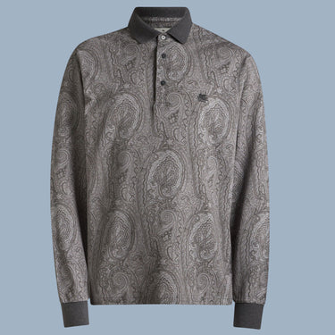 Etro Paisley Long Sleeve Polo - Grey