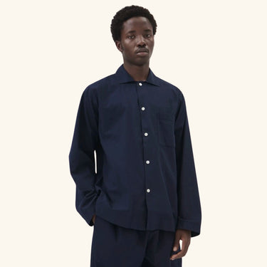 Tekla Cotton Poplin Pyjamas Shirt - Navy