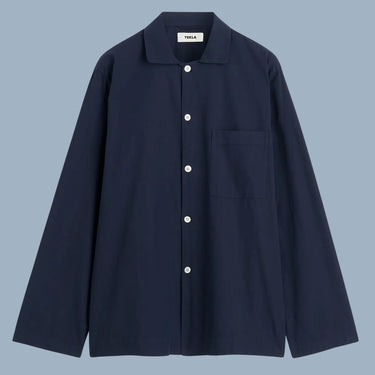 Tekla Cotton Poplin Pyjamas Shirt - Navy