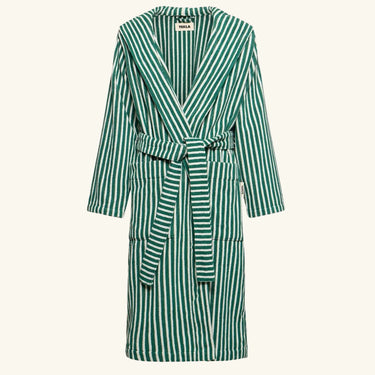 Tekla Classic Bathrobe - Striped - Teal Green