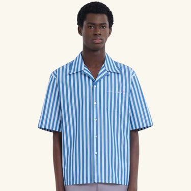 Marni Stripped Short Sleeve Shirt - Blue/White