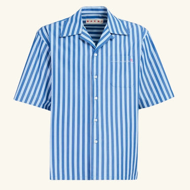 Marni Stripped Short Sleeve Shirt - Blue/White