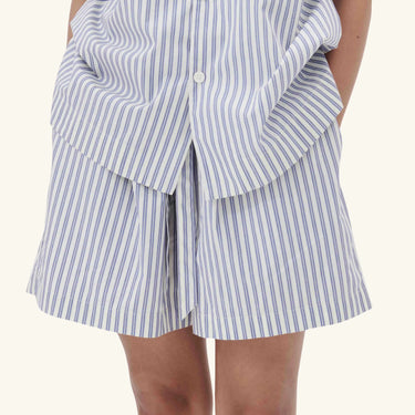 Tekla Cotton Poplin Shorts - Skagen Stripe