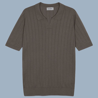 John Smedley Roper Ribbed Polo - Light Brown