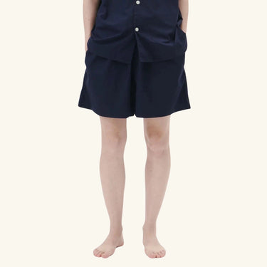 Tekla Cotton Poplin Shorts - Navy