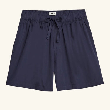 Tekla Cotton Poplin Shorts - Navy