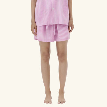 Cotton Poplin Pyjamas Shorts - Pink Stripes